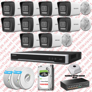 Hikvision İp 10 Kameralı Set 1080p Colorvu Mikrofonlu